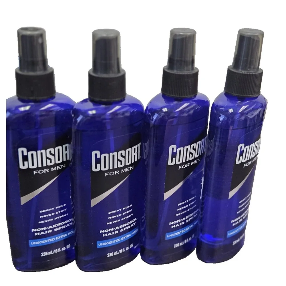 Consort for Men Non-Aerosol Hair Spray - 8 fl oz Unscented Extra Hold Lot of 4